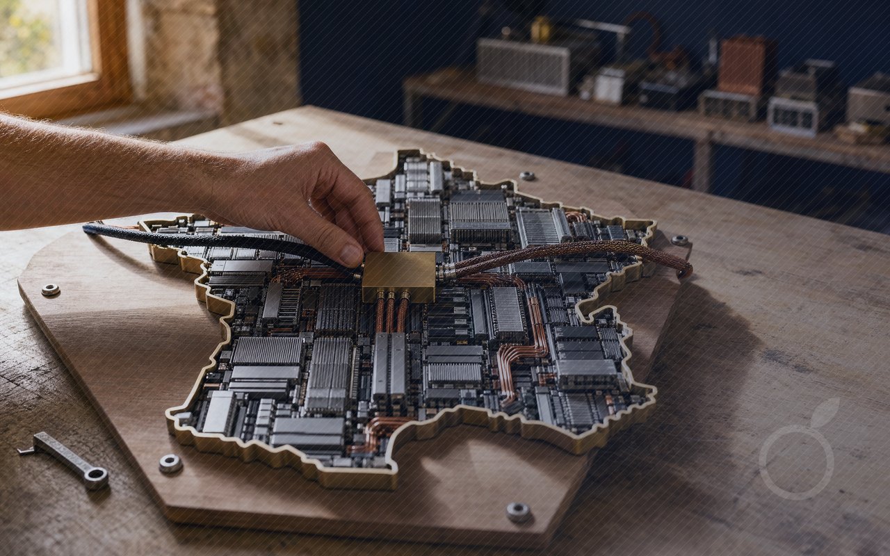 Une main pose une plaque de laiton sur une maquette de datacenter en forme de France, illustrant l'IA managée de Numspot et Mistral hébergée en France.